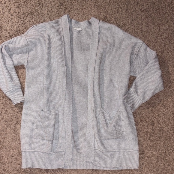 Maurices Sweaters - Light Gray Open-Front Ribbed Women's Cardigan Sweater